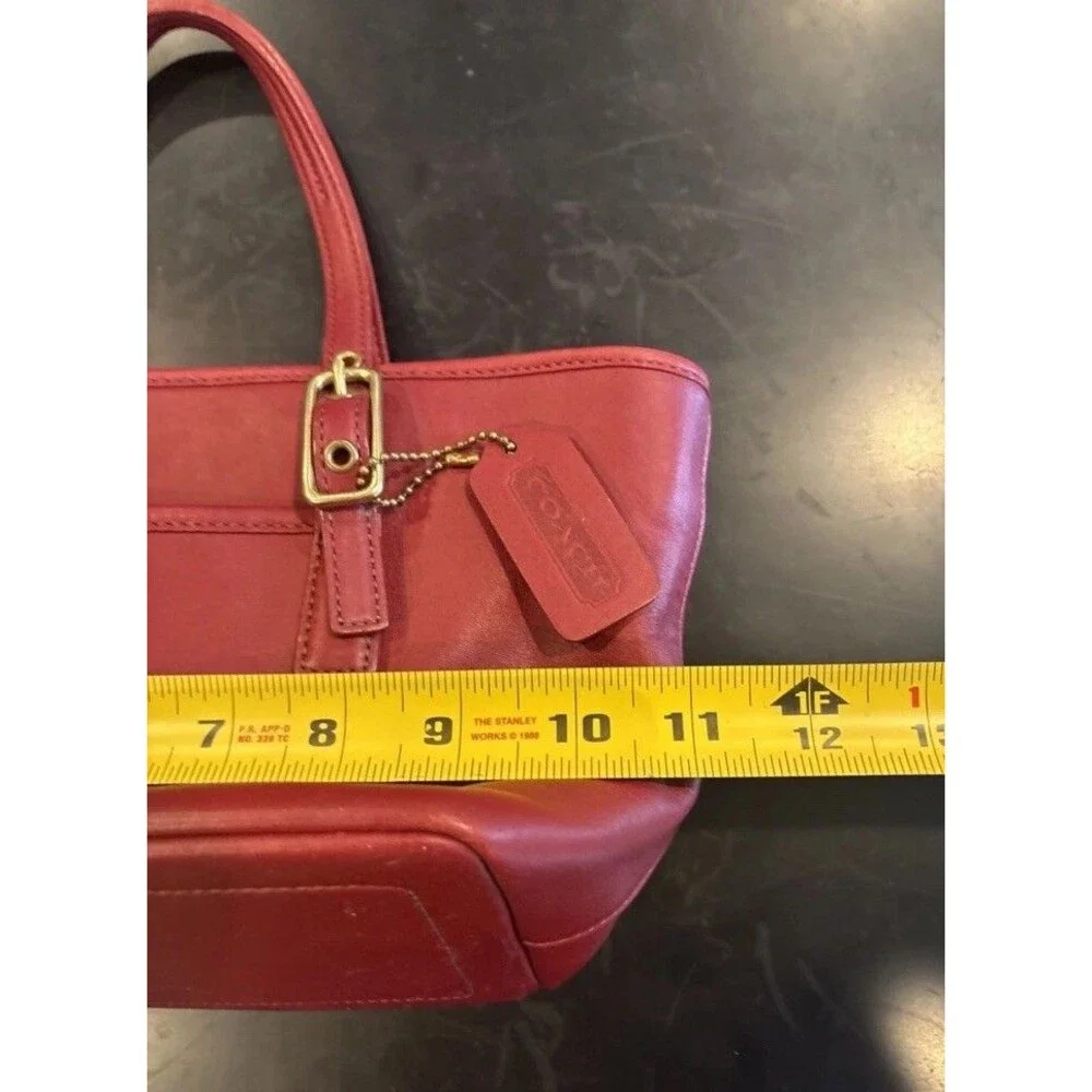 Vintage Coach Legacy Mini Market Tote Bag #9846 Ruby Red Glove Tan Leather EUC